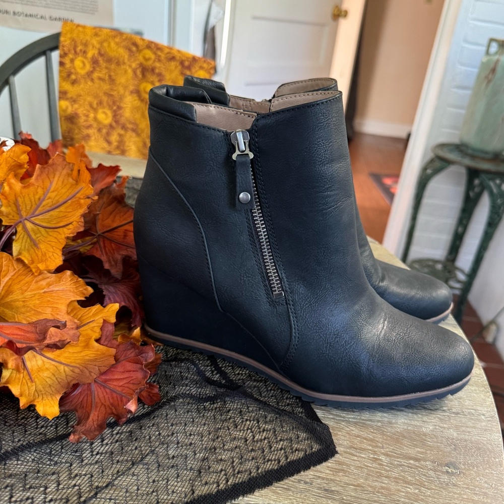 Black wedge ankle boots-only worn a few times!